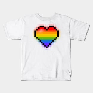 Pixel Heart Rainbow Kids T-Shirt